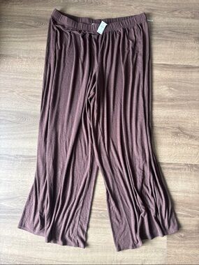 aerie Ribbed Wide-Leg Lounge Pants in Brown